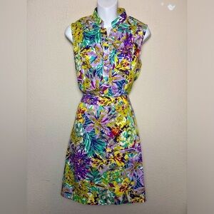 Eccoci Multi Tropical Floral Sleeveless Button Down Blouse and Skirt Combo 6